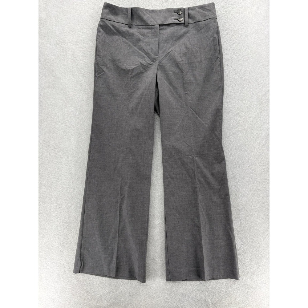 Ann Taylor Signature Dress Pants Womens 12 Gray Twill Wide Leg Lined Stretch NWT